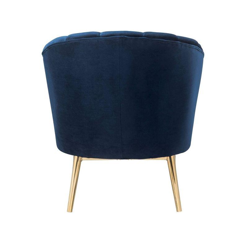 Midnight Blue Velvet Barrel Accent Chair with Gold Legs