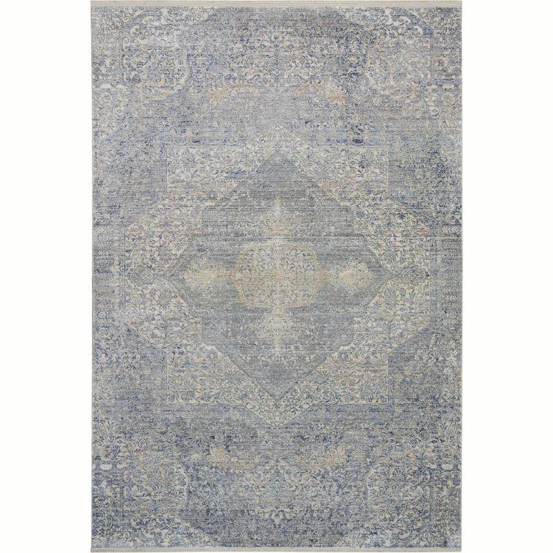 Nourison Silken Weave SLW04 Indoor Area Rug Blue/Grey 5'3" x 7'9"