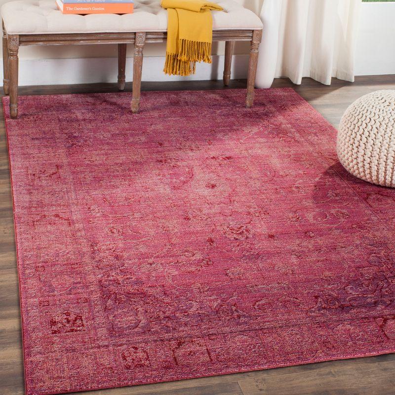 Lustrous Red Persian Motif 4' x 6' Easy-Care Synthetic Rug