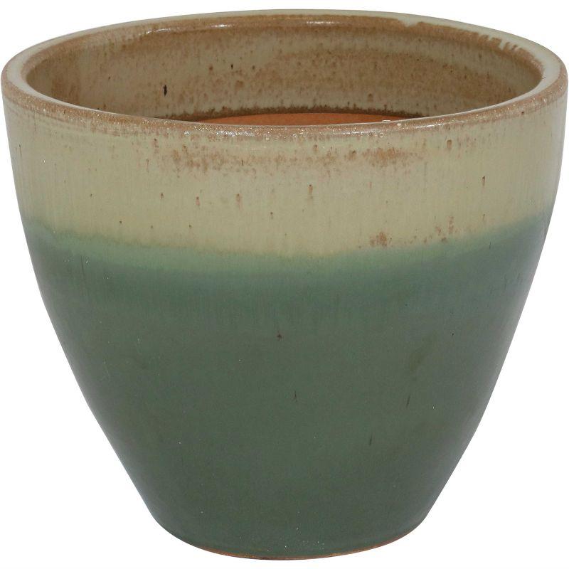 Seafoam Glazed Ceramic Indoor/Outdoor Planter - 13 Inch