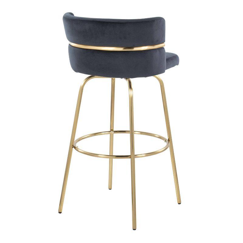 LumiSource Set of 2 Cinch-Claire Barstools Gold/Black: Velvet Upholstery, Swivel Function, Metal Legs