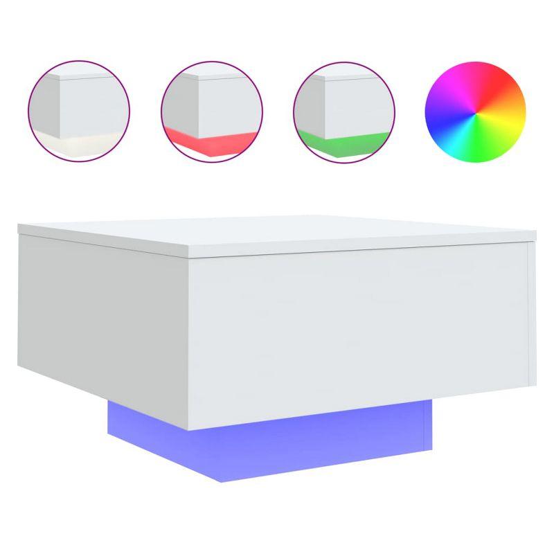 vidaXL Coffee Table with LED Lights White 21.7 in.x21.7 in.x12.2 in.