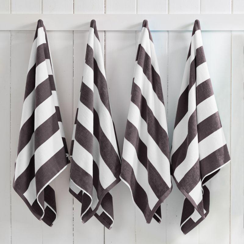 FreshFolds 100% Cotton Absorbent & Quick-Dry Cabana Beach Towels (Set of 4)