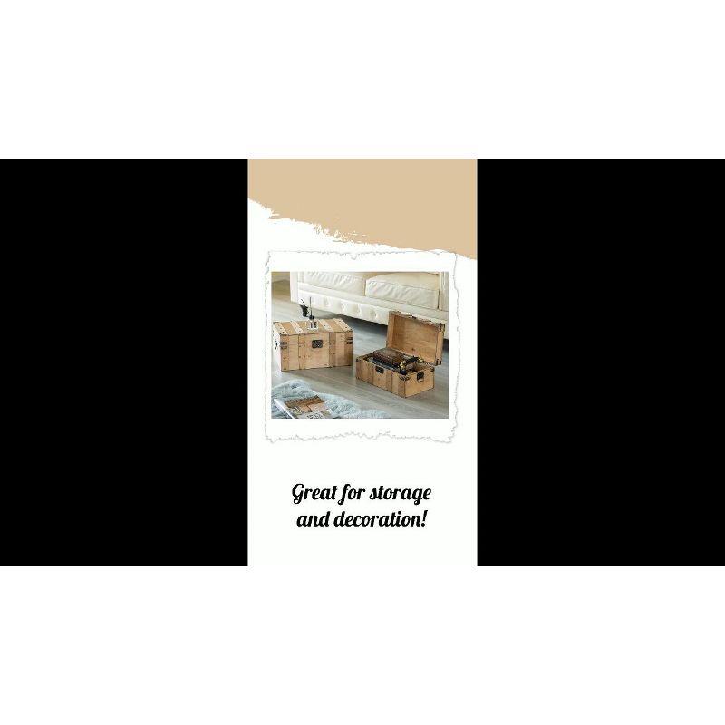 Vintiquewise Natural Wooden Style Trunk with Handles , Large