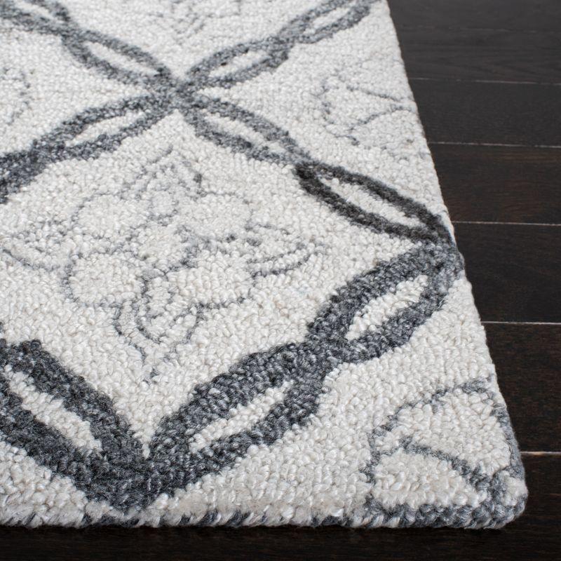 Ivory and Grey Hand-Tufted Wool Square Area Rug