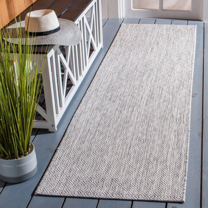 Elegant Gray 27"x14" Reversible Flat-Woven Synthetic Runner Rug