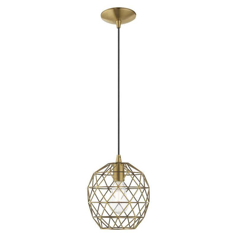 Livex Lighting Geometric Shade 1 - Light Pendant in  Antique Brass