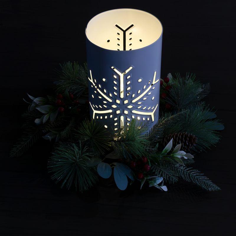 AuldHome Design Snowflake Candle Lanterns for Pillar Candles, 3pc Set; Christmas Holiday Decor Centerpiece Candle Holders