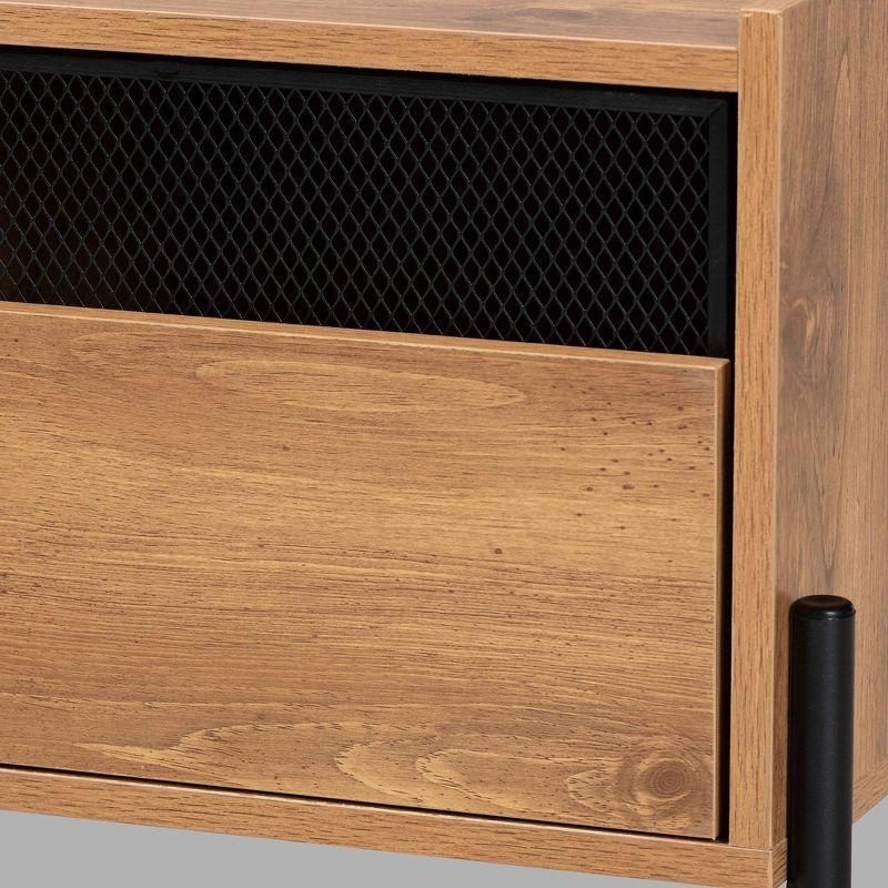 Tasman Industrial Black Metal and Natural Wood 2-Door TV Stand