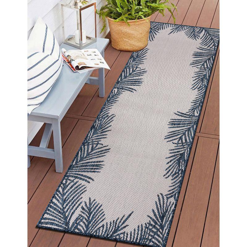 World Rug Gallery Tropical Floral Palm Leaves Textured Flat Weave Indoor/Outdoor Area Rug