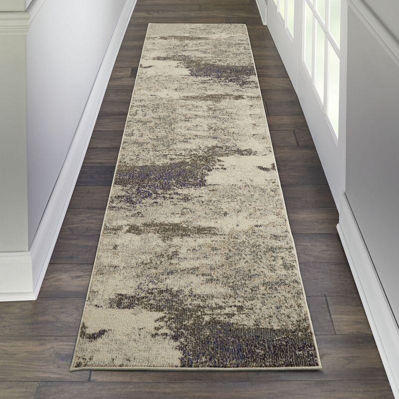 Nourison Celestial CES02 2'2" x 10' Ivory/Grey Area Rug