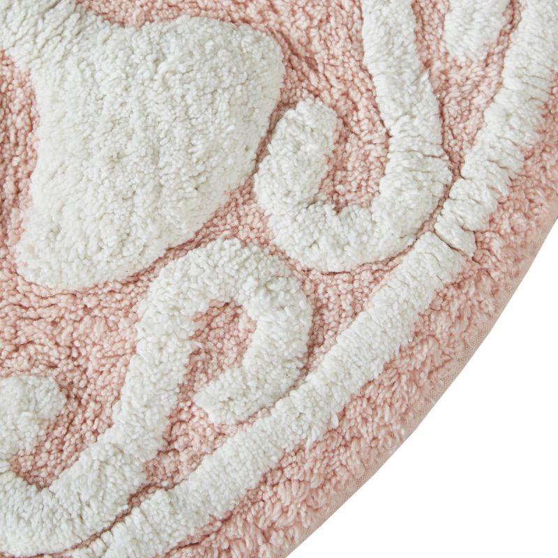 Boho Chic Round Floral Cotton Bath Rug