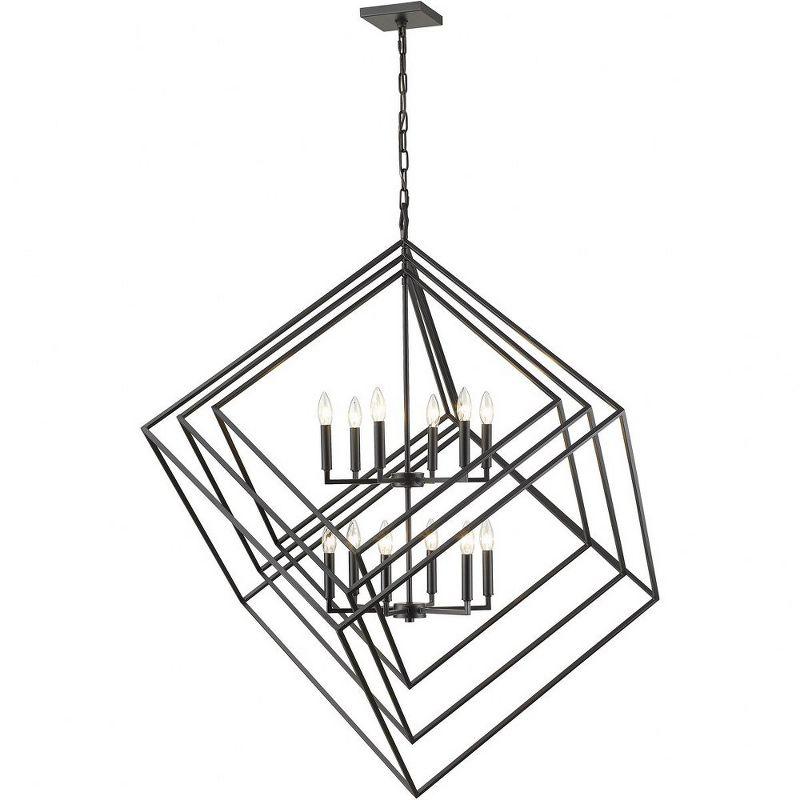 Euclid Matte Black Geometric 12-Light Steel Chandelier