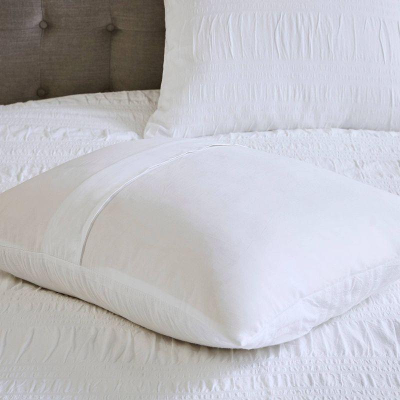 Nicolette White Standard Cotton 200 TC Seersucker 4-Piece Duvet Cover Set