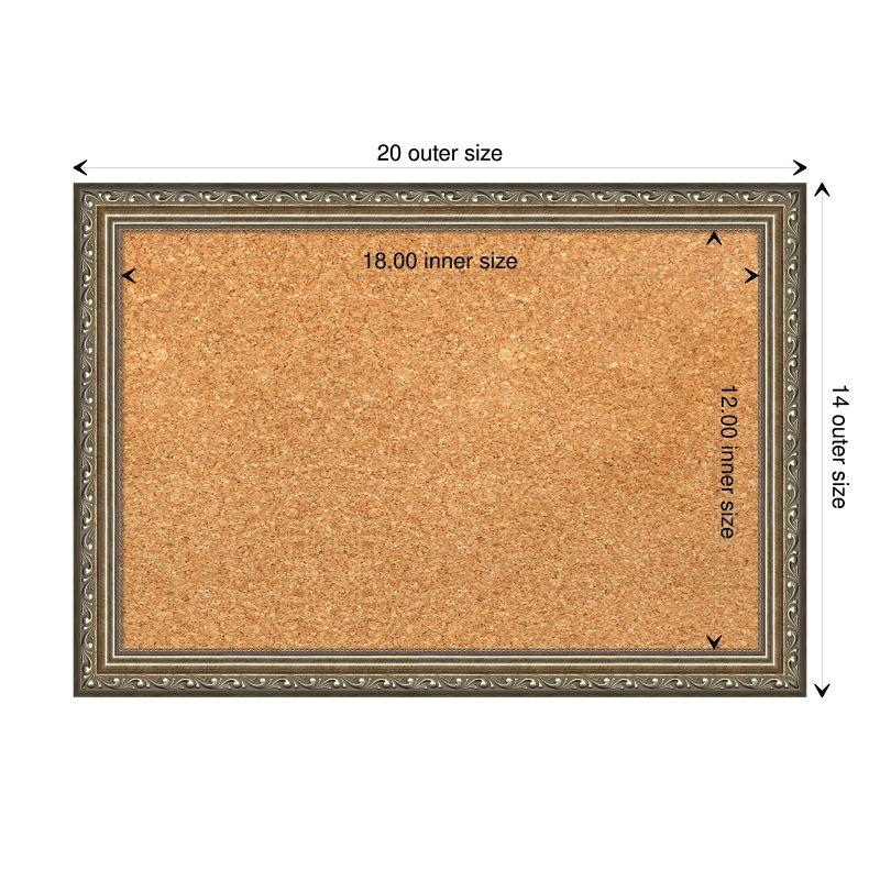 Amanti Art Parisian Silver Wood Framed Corkboard, Grey Cork