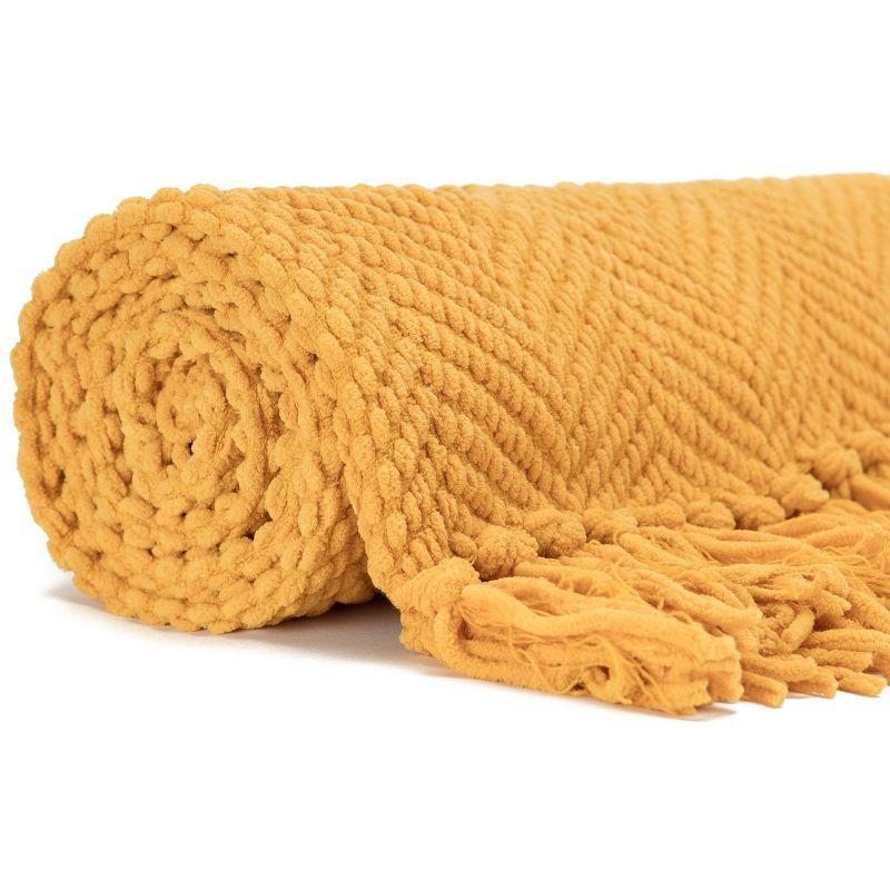 Chanasya Textured Knit Throw Blanket with Tassels