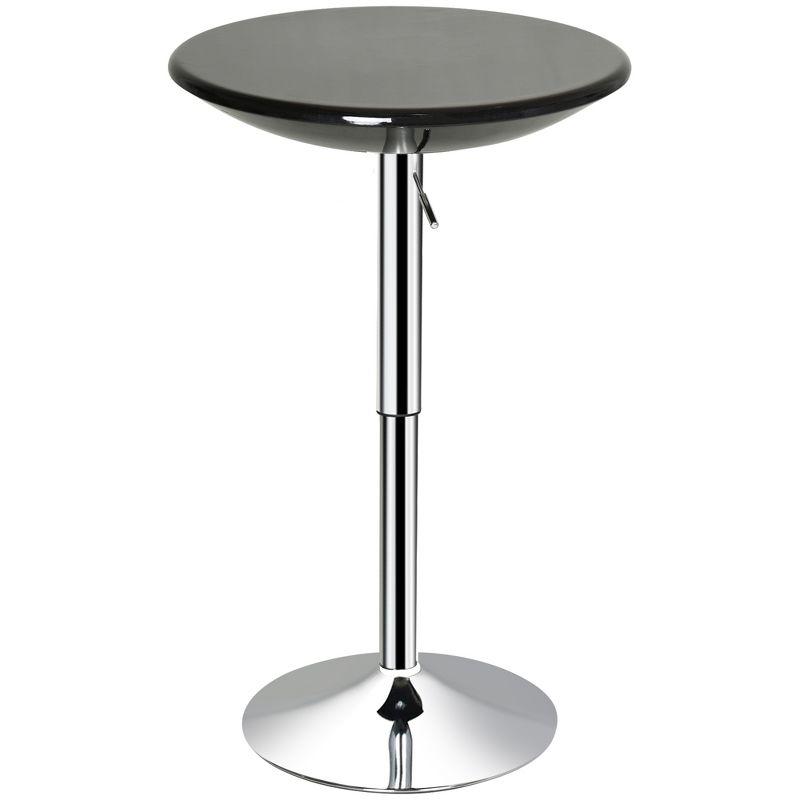 HOMCOM 24.5" Round Cocktail Bar Table Metal Base Tall Bistro Pub Desk Adjustable Counter Height Black Silver