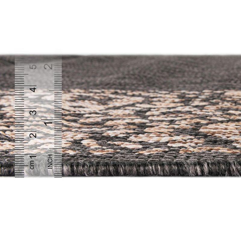 Unique Loom 4' 1 x 6' 1 Rectangle Indoor/Outdoor Border Charcoal Gray Area Rug