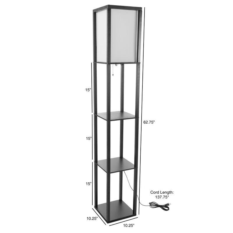 Torchiere Floor Lamp Black/White with 3-Tier Storage Shelves (Includes LED Light Bulb) - Lavish Home