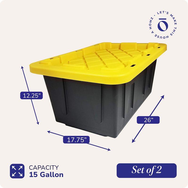 Heavy-Duty Stackable Black and Yellow Plastic Storage Totes