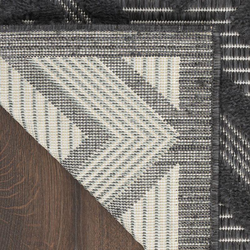 Nourison Versatile Diamond Geometric Flatweave Indoor Outdoor Area Rug Charcoal/Black 6' x 9'
