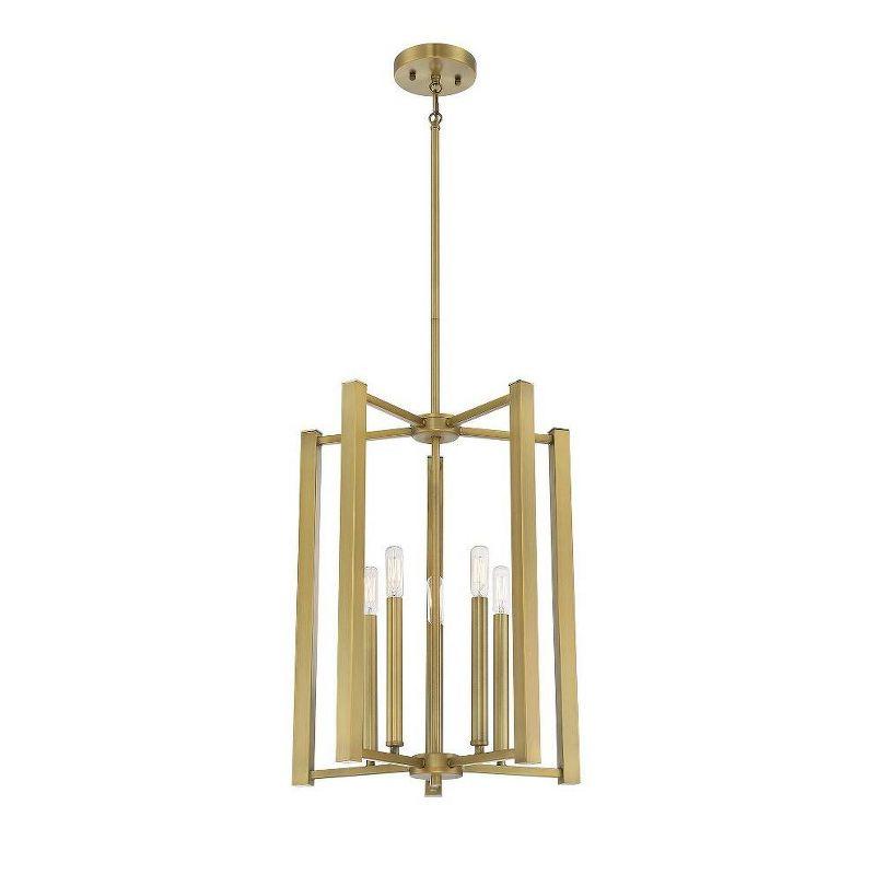 Greyleigh™ Brenton 5 - Light Lantern Square / Rectangle Pendant in Warm Brass