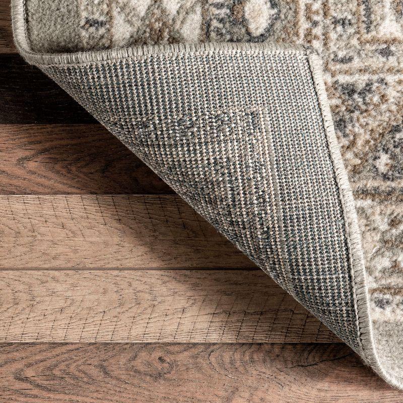Nuloom 2x8 Becca Tiled Indoor Area Rug, Taupe, Faded Transitional Design, Stain Resistant, Bedroom, Living Room, Kitchen