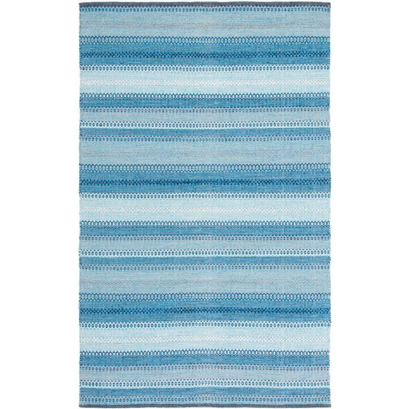 Coastal Charm Blue and Grey Cotton Handwoven Flatweave Rug - 3' x 5'