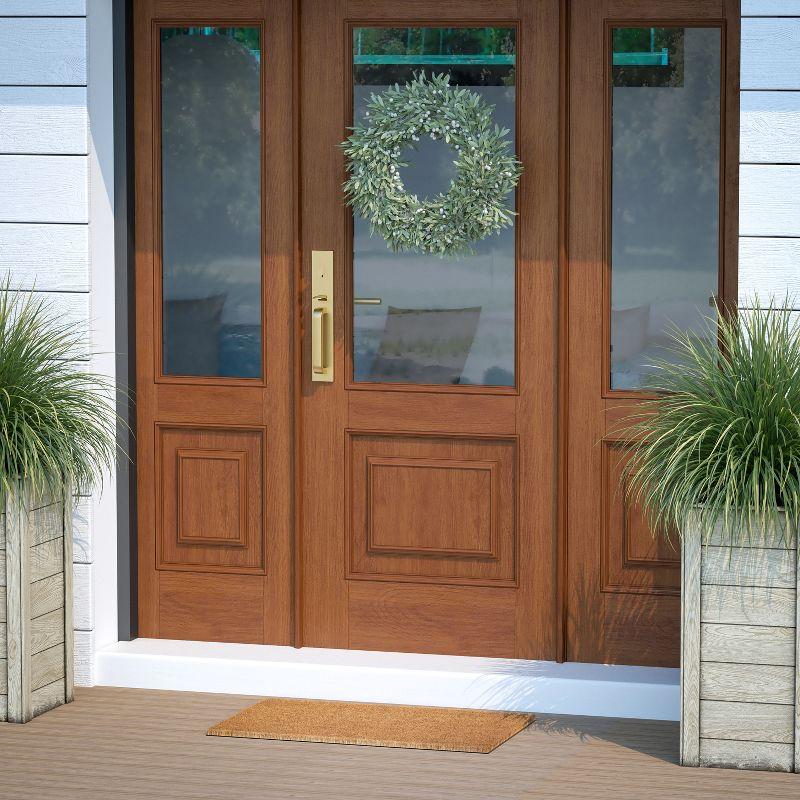 Flash Furniture Harbold 18" x 30" Indoor/Outdoor Solid Natural Coir Doormat with Non-Slip Backing in Natural