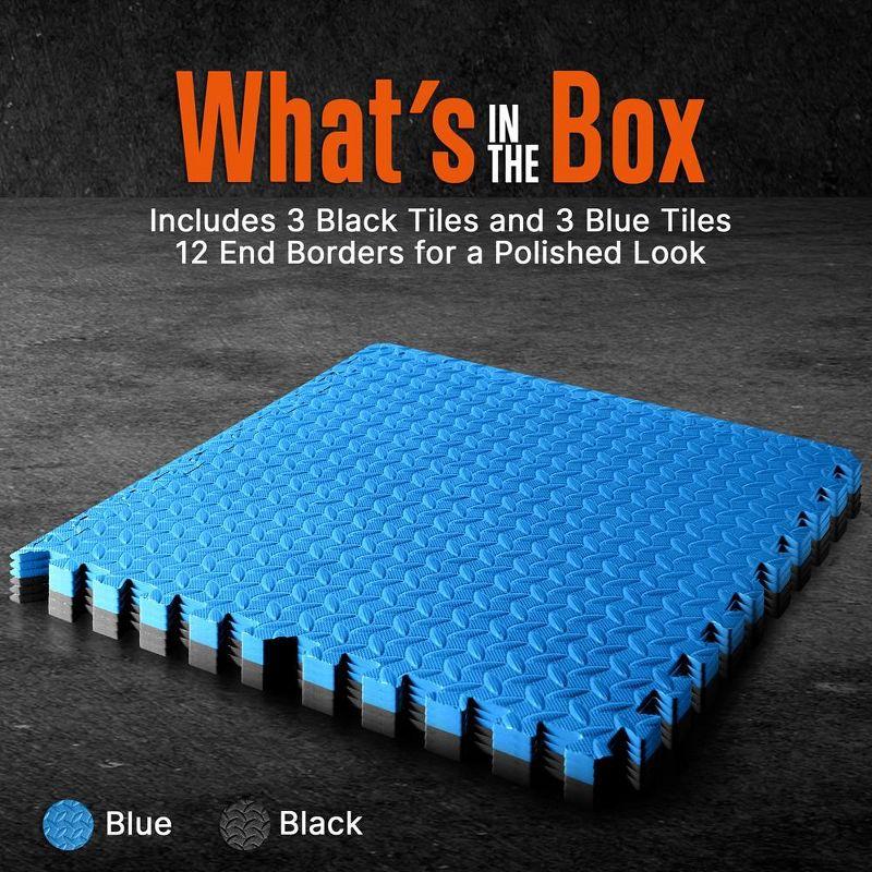 SereneLife Thick Puzzle Exercise Mat, EVA Foam Interlocking Tiles Protective Flooring for Gym Equipment and Cushion (Set of 6)