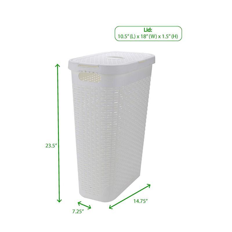 Mind Reader Mind Reader 40L Slim Laundry Hamper, Clothes Basket, Lid, Wicker Design, Plastic