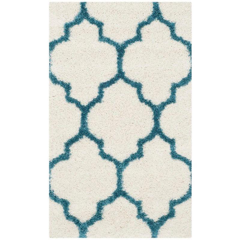 Ivory and Blue Shag Kids Area Rug 4' x 6'