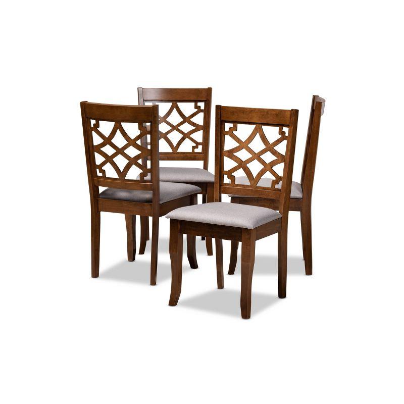 Walnut Brown & Gray Cane-Back Dining Chair Set of 4