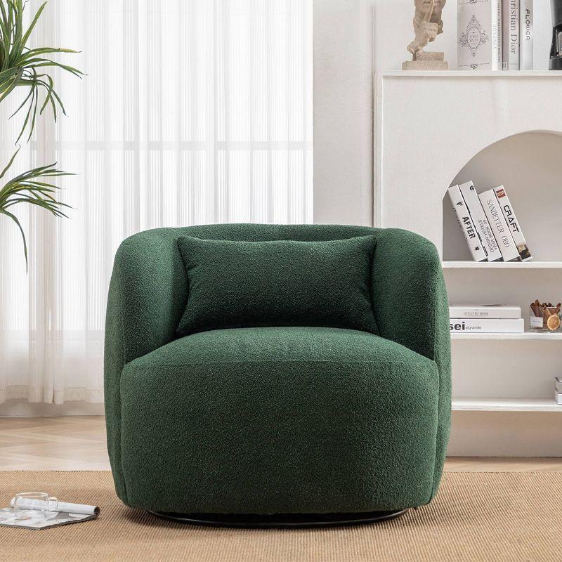 Boucle Upholstered Swivel Armchair - Kinwell