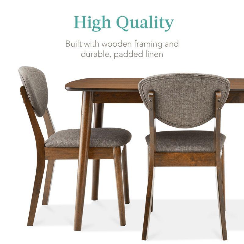 5-Piece Light Gray and Walnut Mid-Century Modern Dining Set