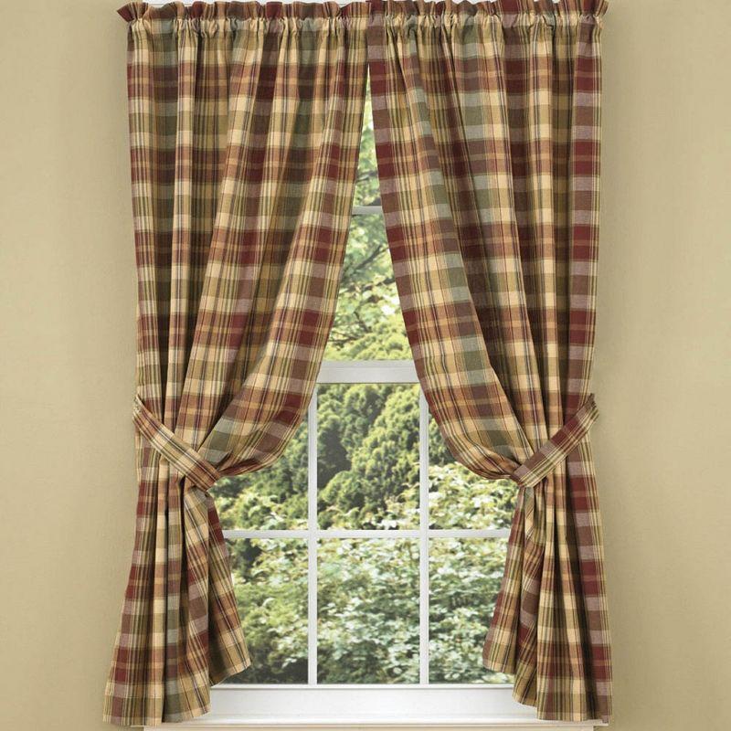 Saffron Red and Beige Cotton Light-Filtering Curtains