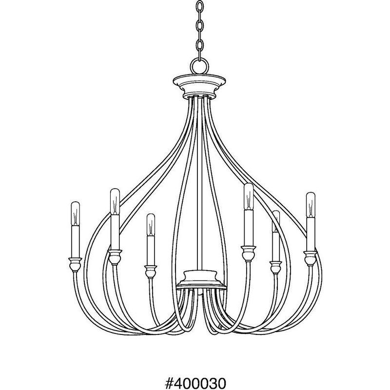 Progress Lighting Whisp 6-Light Chandelier, Graphite Finish, Scrolled Frame, Incandescent Bulbs, Canopy Included