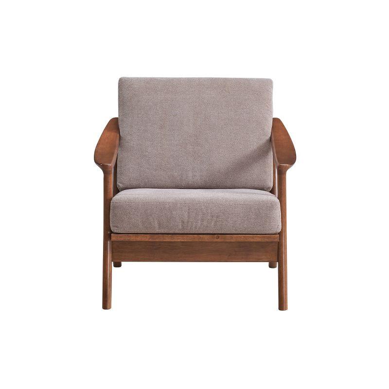 31" Lide Accent Chair Light Brown Fabric/Brown Finish - Acme Furniture: Cotton Upholstery, Wood Frame, No Assembly Required