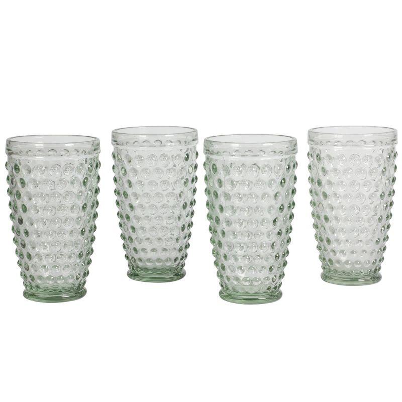 Martha Stewart Chauncey 4-Pack 14.3 oz Hobnail Handmade Glass Tumbler - Clear (Set of 4)