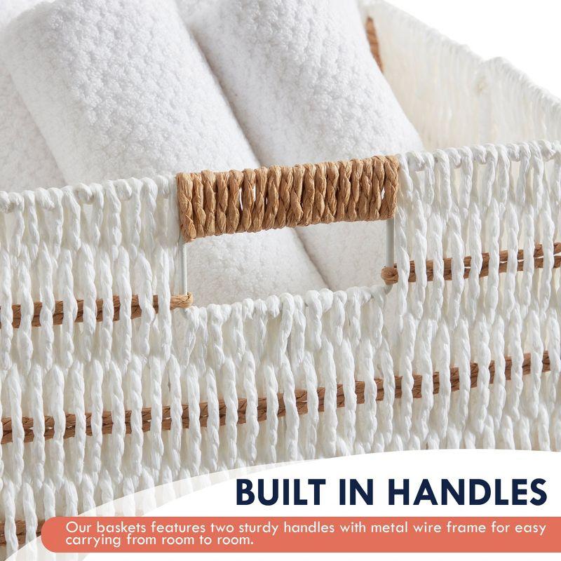 Ornavo Home 2 Pack Paper Wicker Storage Shelf Basket Cube Bin with Handles - 10.5" Inch - Brown