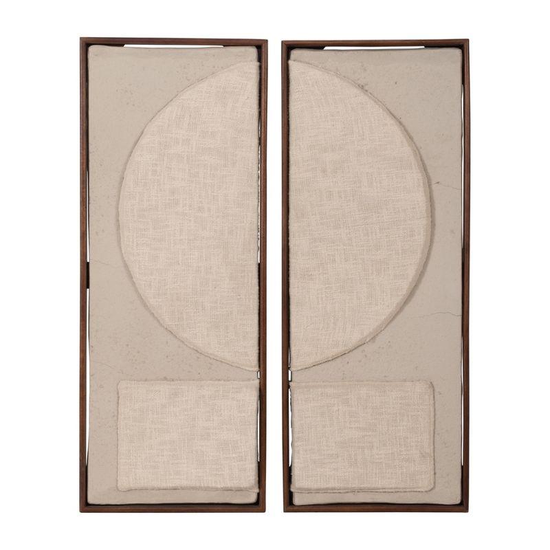 SAGEBROOK HOME (Set of 2) Ecomix Fabric Wall Decors Cream: Contemporary Style, Horizontal Orientation, Abstract Art