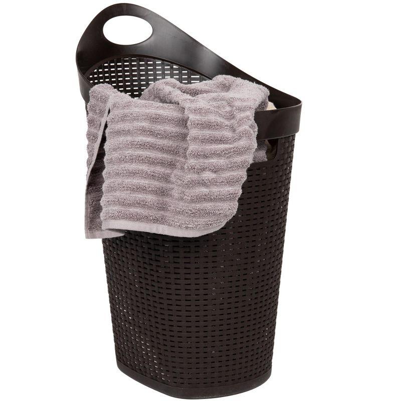 60L Rolling Laundry Hamper, Clothes Basket, Wheels, Wicker Style, 19.5"L x 14.75"W x 29.25"H