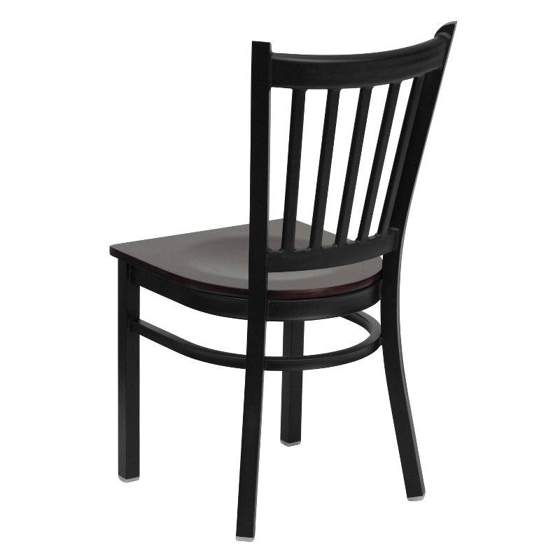 Flash Furniture HERCULES Series Black Vertical Back Metal Restaurant Chair - Mahogany Wood Seat