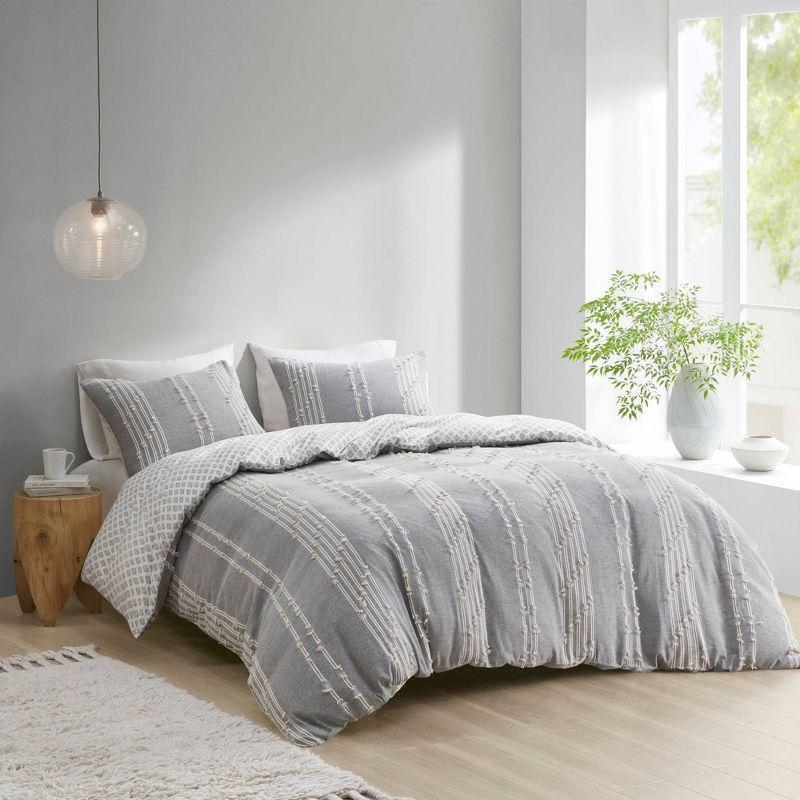 INK+IVY 3 Piece Cotton Jacquard Bedding Set