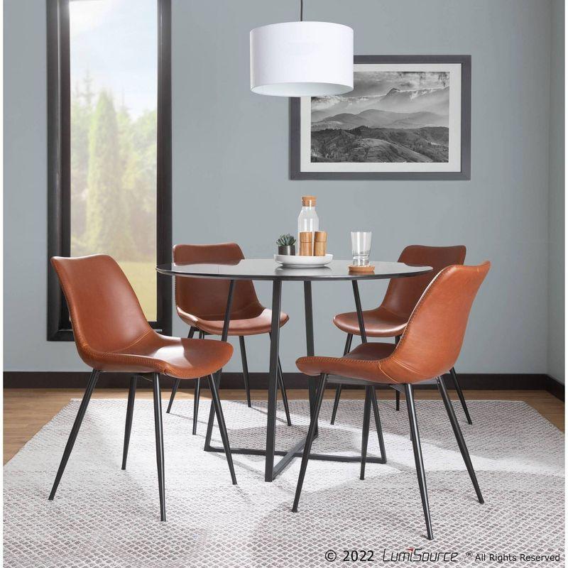 Set of 2 Durango Dining Chairs Black/Cognac: Vintage Faux Leather, Metal Legs - LumiSource