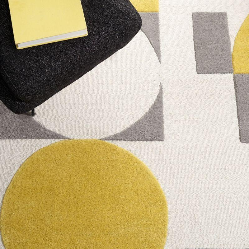 Gray and Yellow Hand-Tufted Wool 6' x 9' Area Rug