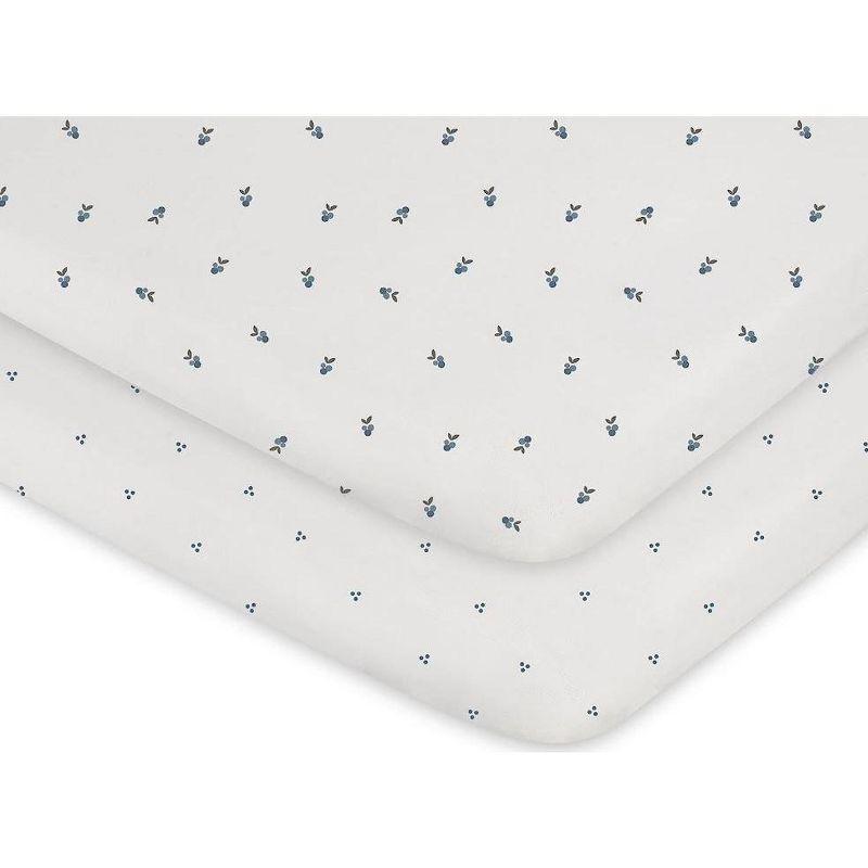 Ely's & Co. Waterproof Crib Sheets -Berry and Cluster Dot Blue 2 Pack