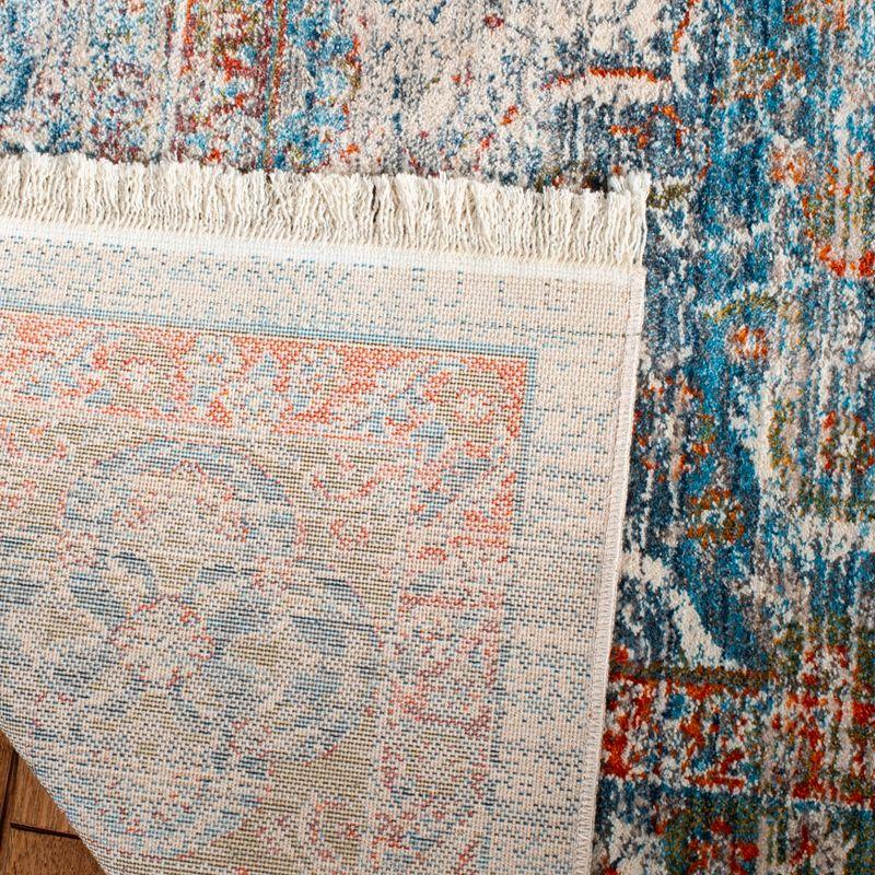 Vintage Persian Blue and Beige Rectangular Area Rug