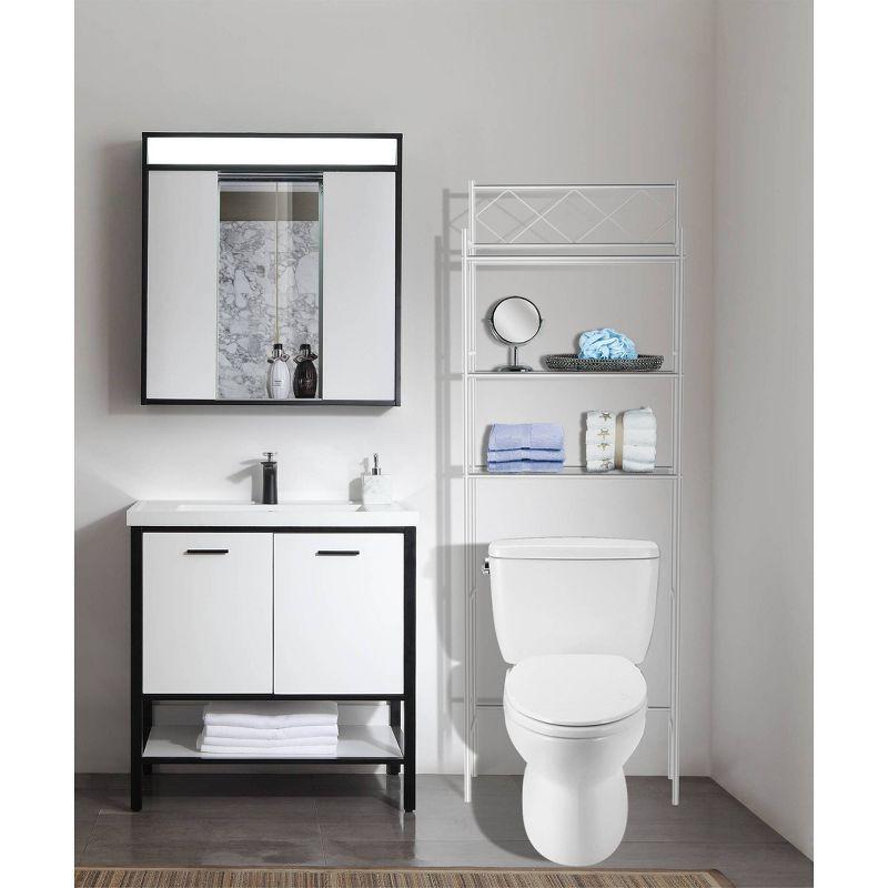 Metal Over The Toilet Space Saver and Organizer White - J&V TEXTILES: Powder-Coated Stainless Steel, 3 Fixed Shelves