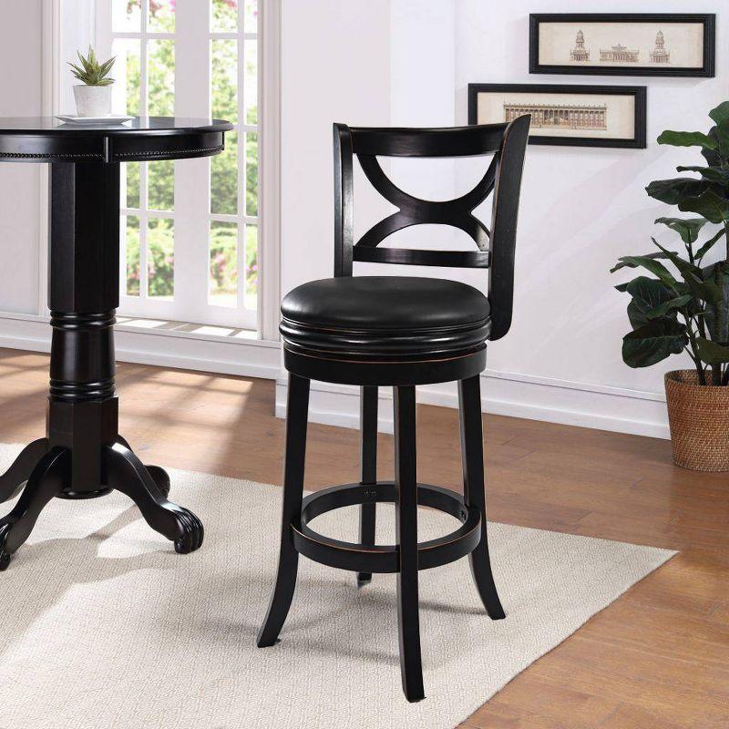29" Florence Swivel Hardwood Barstool Black - Boraam: Upholstered, High Back, Counter Height